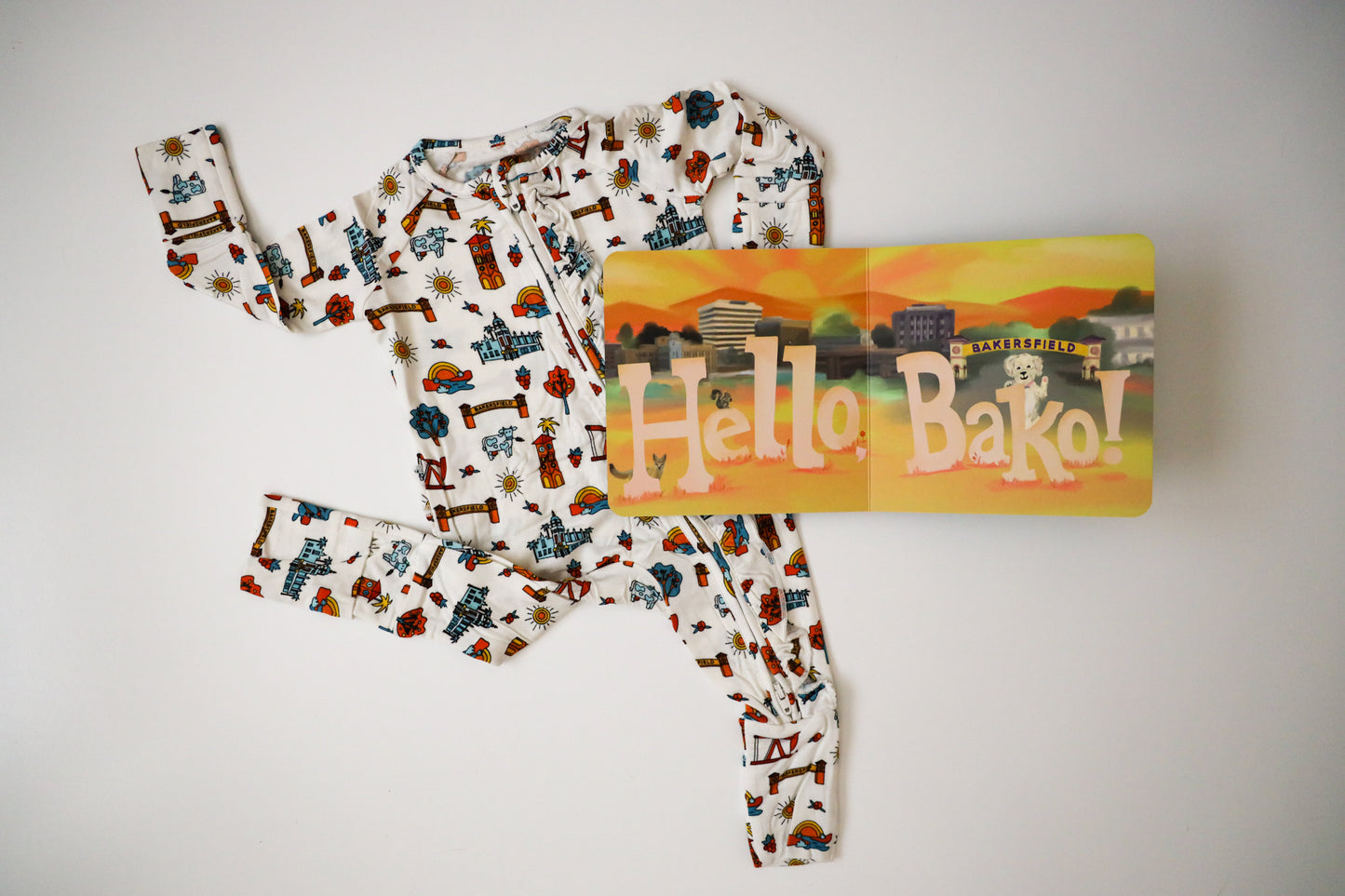 Bakersfield Bamboo Ruffled Onesie and Book Bundle