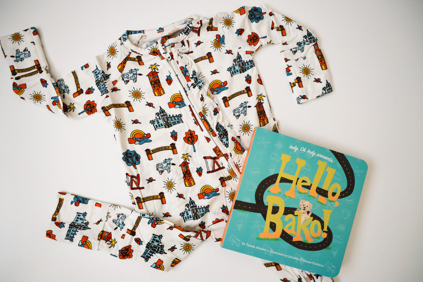 Bakersfield Bamboo Ruffled Onesie and Book Bundle
