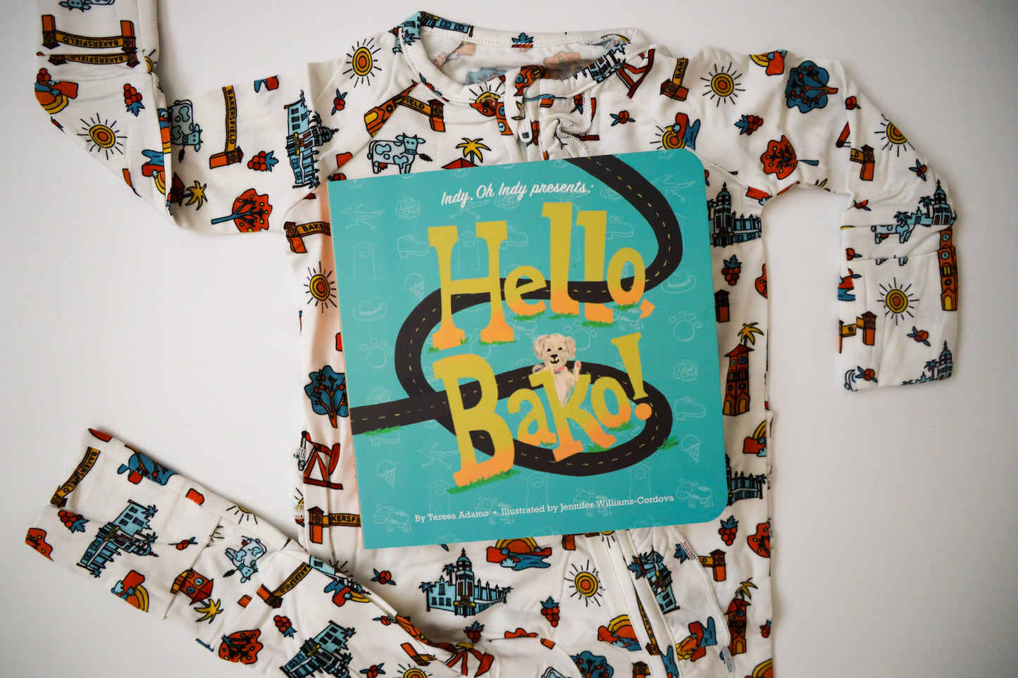 Bakersfield Bamboo Ruffled Onesie and Book Bundle