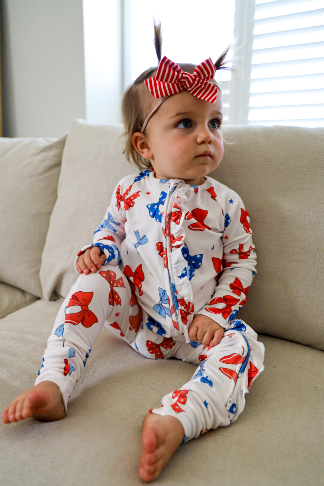 Fourth of July Bow Bamboo Onesie