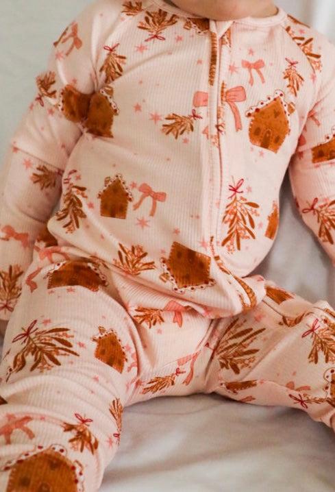 Gingerbread House Bamboo Onesie
