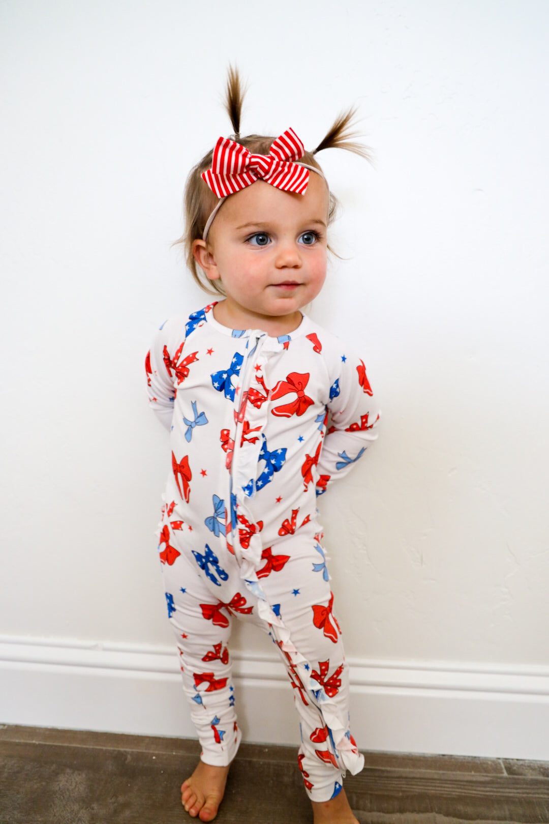 Fourth of July Bow Bamboo Onesie