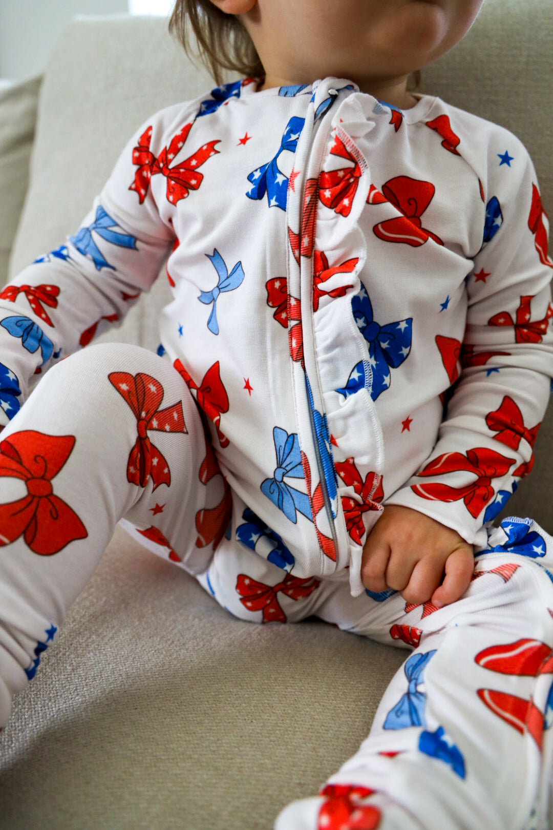 Fourth of July Bow Bamboo Onesie